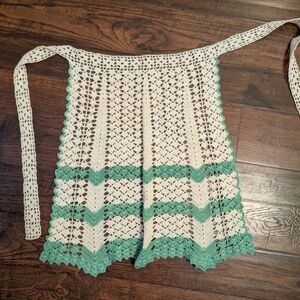 Crochet Apron with Green Accents